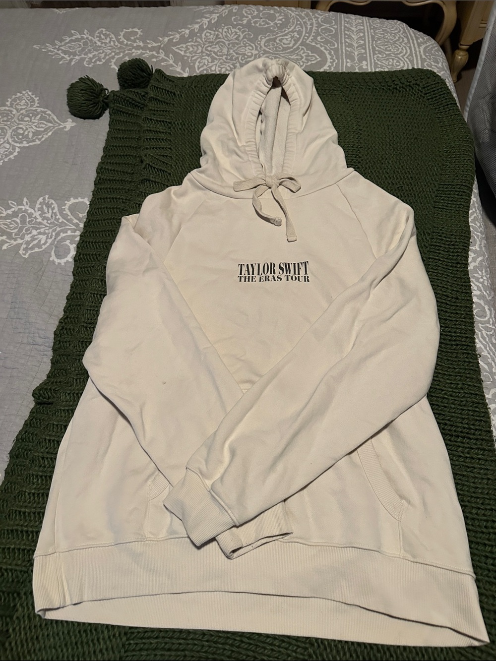 Taylor Swift Cream Pullover Hoodie with The Eras Tour Logo - Women